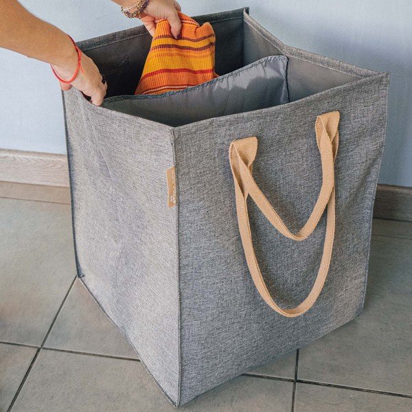 Pelēks tekstila veļas grozs 71 l Laundry Hub Tweed duplo – Rolser-image-2