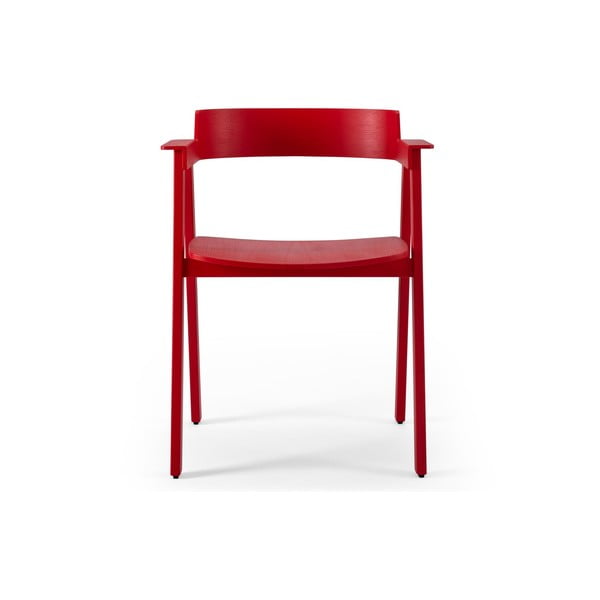 Sarkans ozola masīvkoka pusdienu krēsls ar roku balstiem Flip – Gazzda-image-2