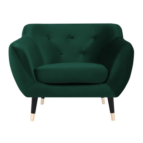 Zaļš atpūtas krēsls ar melnām kājām Mazzini Sofas Amelie
