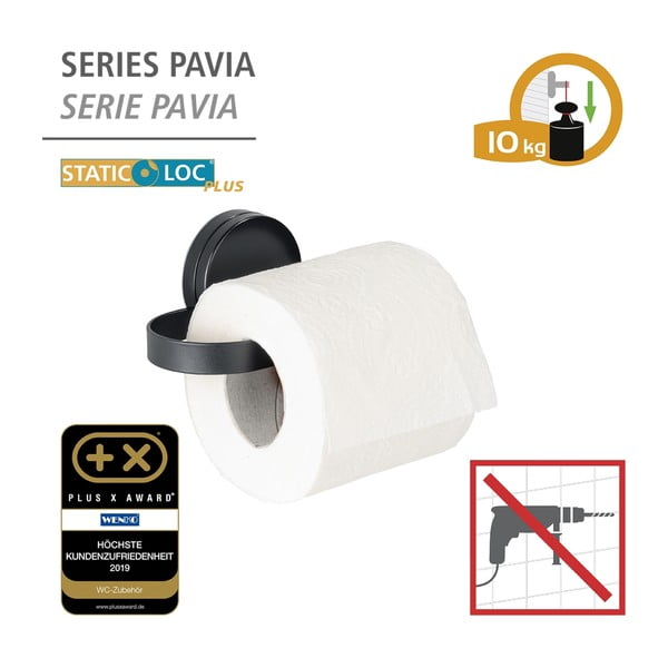 Melns tualetes ruļļa turētājs Wenko Static-Loc® Pavia-image-4