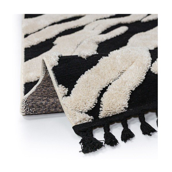 Melnbalts paklājs 200x300 cm Esra Zebra – Flair Rugs-image-4