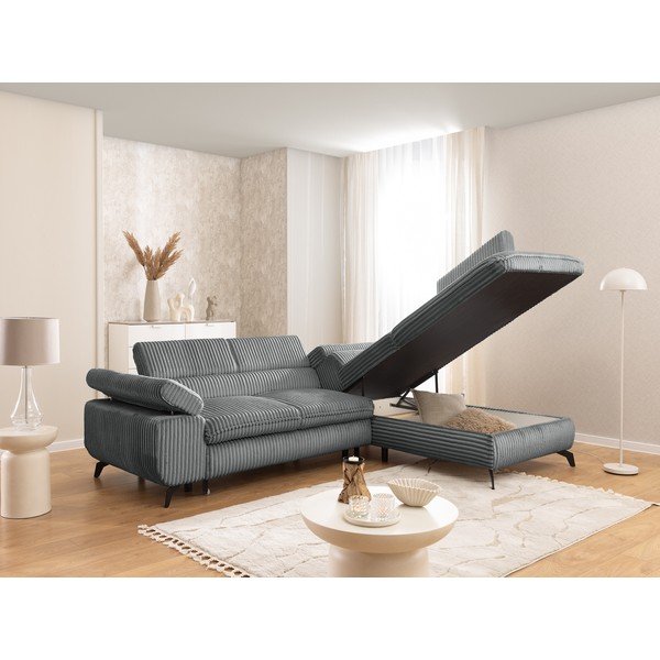 Pelēks velveta stūra dīvāns (ar labo stūri/L veida) Marbeya  – Ropez-image-4