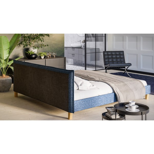 Zila mīksta divvietīga gulta ar režģi 200x200 cm Tina – Ropez-image-3