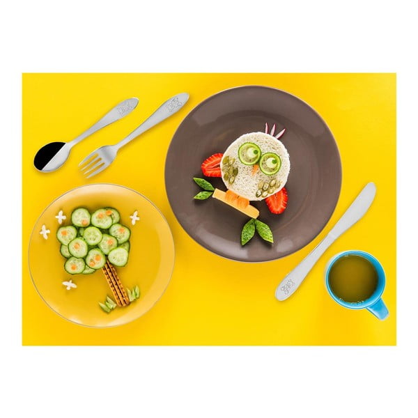 Nerūsējošā tērauda bērnu galda piederumi sudraba krāsā (3 gab.) – Orion-image-1