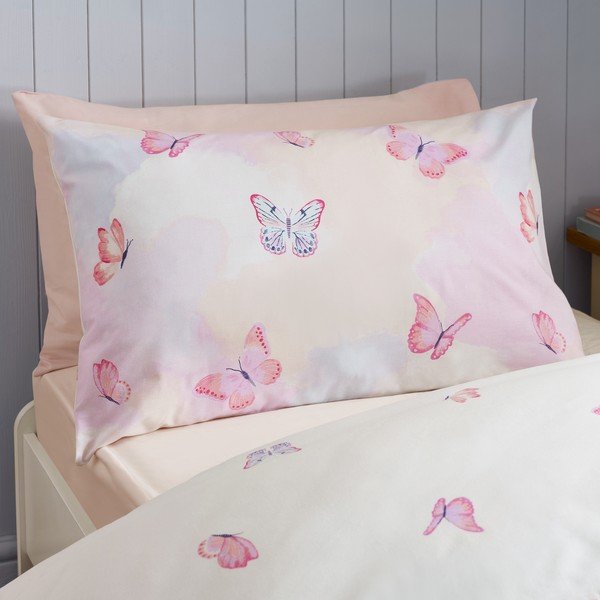 Rozā vienguļamā bērnu gultas veļa 135x200 cm Ombre Butterflies – Catherine Lansfield-image-2