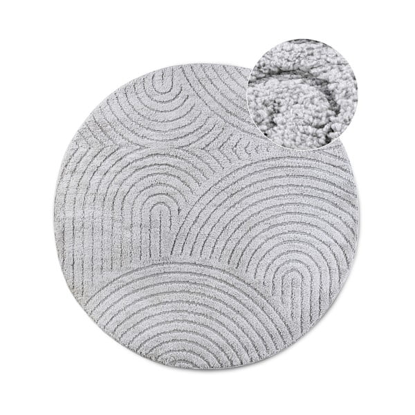 Gaiši pelēks apaļš paklājs ø 200 cm Panglao New York Light Grey – Elle Decoration