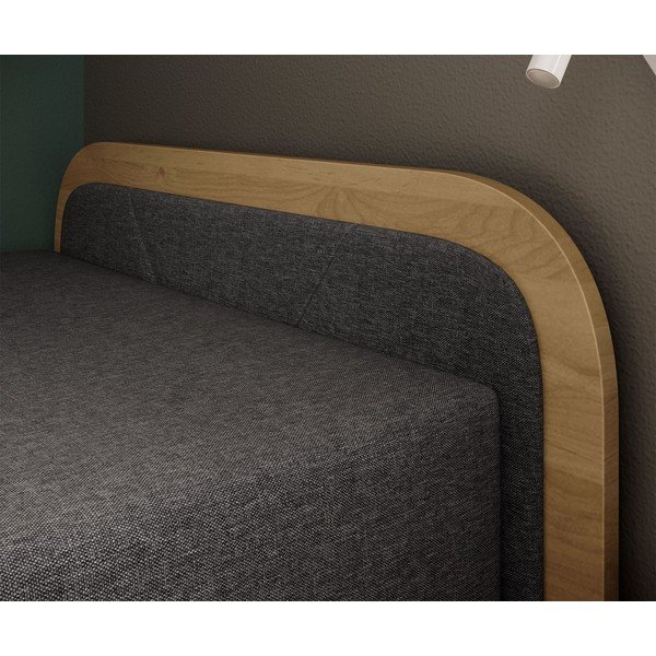 Okera dzeltena/tumši pelēka polsterēta/no skaidu plāksnēm vienvietīga gulta ar veļas kasti un ar matraci 80x190 cm Parys – ELTAP-image-4