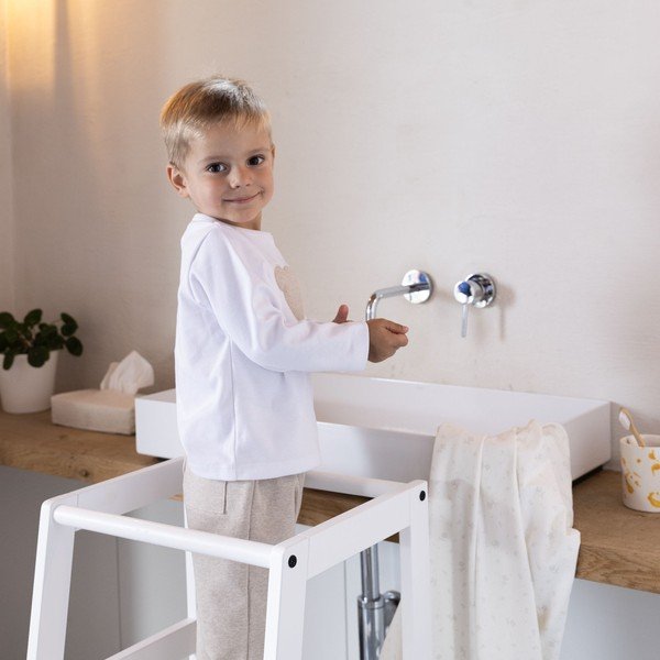 Balts dižskābarža masīvkoka bērnu kāpslītis Forrest – Vipack-image-4