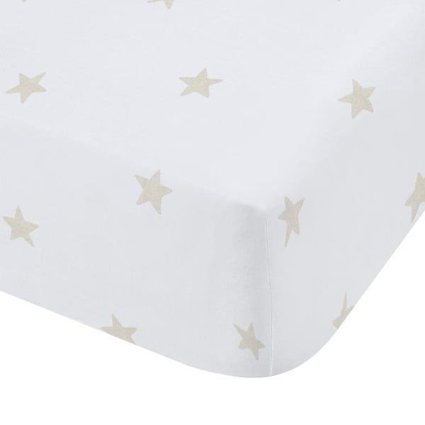 Balts/bēšs kokvilnas bērnu palags ar gumiju 70x140 cm Mini Star & Stripes – Bianca