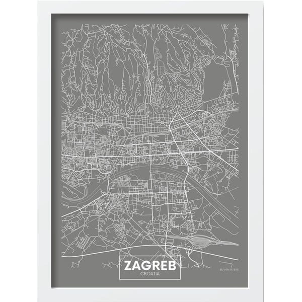 Plakāts rāmī 40x55 cm Zagreb – Wallity