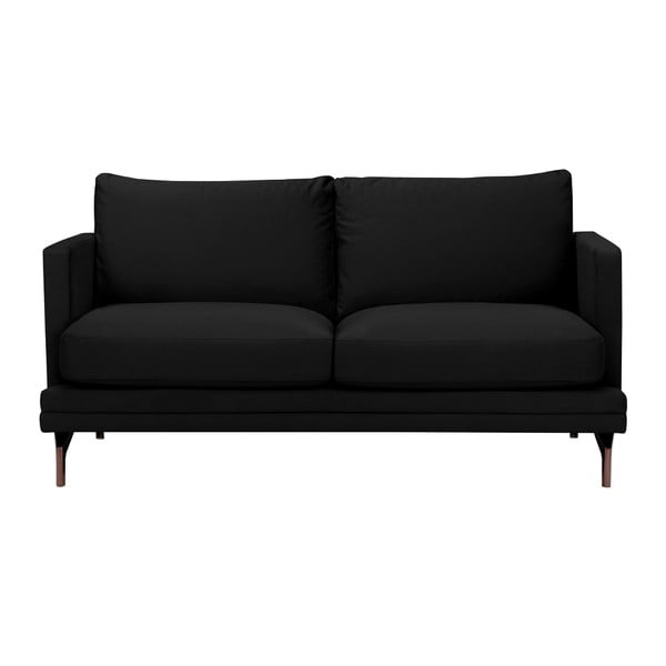 Melns divvietīgs dīvāns ar zelta krāsas kāju balstu Windsor & Co Sofas Jupiter