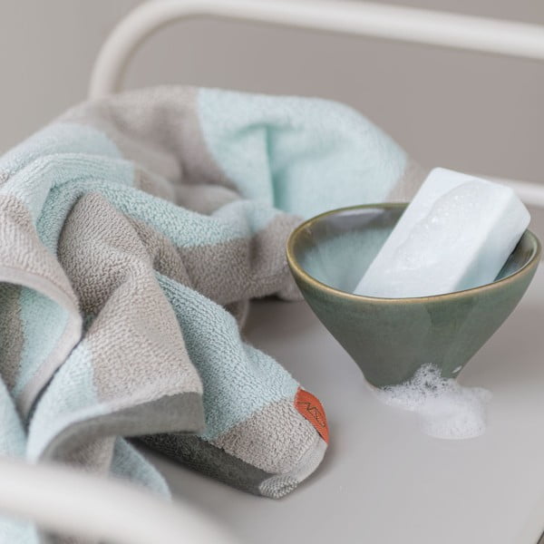 Piparmētru zaļš frotē dvielis no organiskās kokvilnas  70x133 cm Diagonal – Mette Ditmer Denmark-image-2