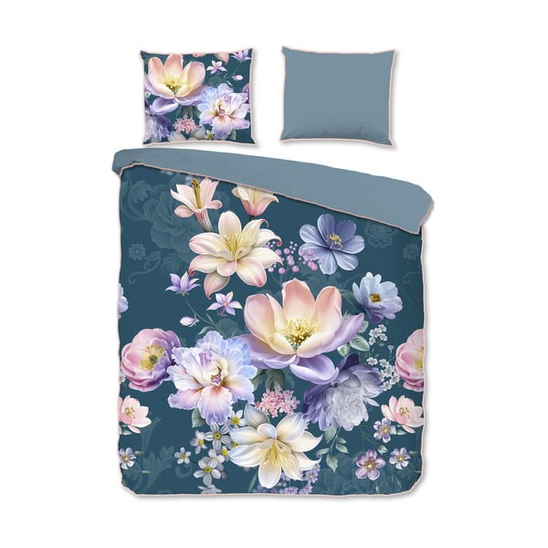 Zila divguļamā/īpaši gara gultas veļa no kokvilnas satīna 200x220 cm Mirery – Descanso