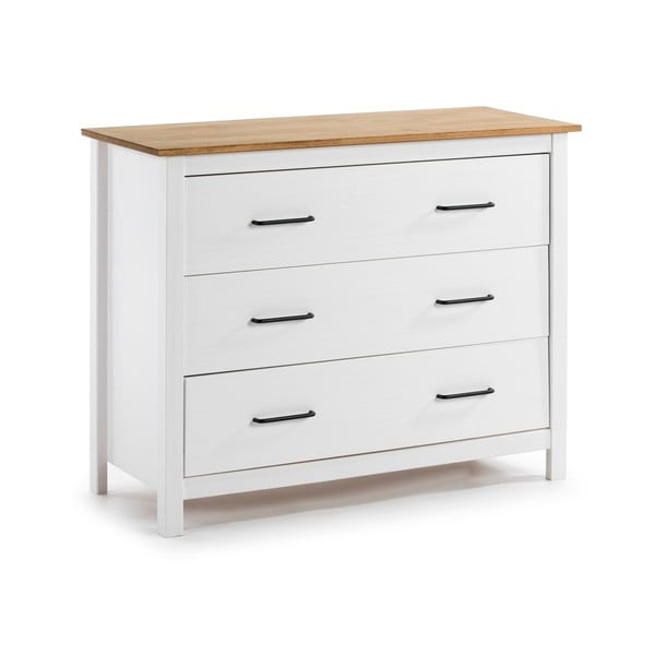 Balta priedes masīvkoka zema kumode 100x80 cm Miranda – Marckeric-image-2