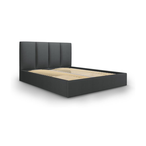 Tumši pelēka divguļamā gulta Mazzini Beds Juniper, 140 x 200 cm