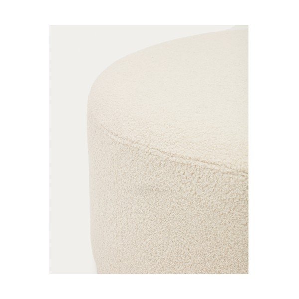 Krēmkrāsas pufs no buklē auduma Kaeli – Kave Home-image-4