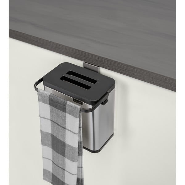 Matētas sudraba krāsas kompostējamo atkritumu konteiners 3 l Colin – Wenko-image-3