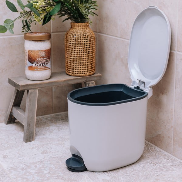 Balta plastmasas atkritumu tvertne ar pedāli 3,5 l – Addis-image-2