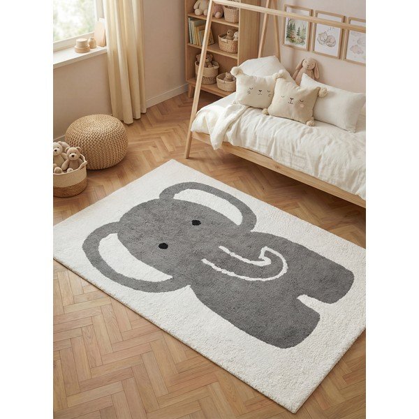 Pelēks/krēmkrāsas mazgājams/ar rokām darināts kokvilnas bērnu paklājs 140x200 cm Snuggle Emil – Hanse Home-image-1