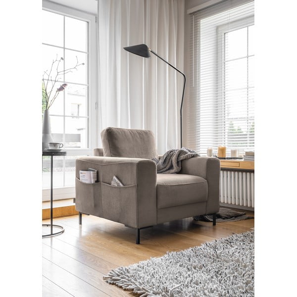 Brūns velveta atpūtas krēsls Lofty Lilly – Miuform-image-2