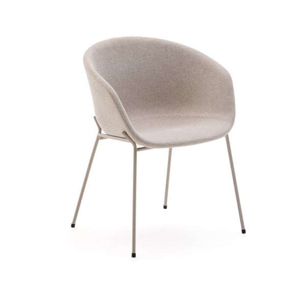Bēšs polsterēts ēdamistabas krēsls ar roku balstiem Yvette – Kave Home