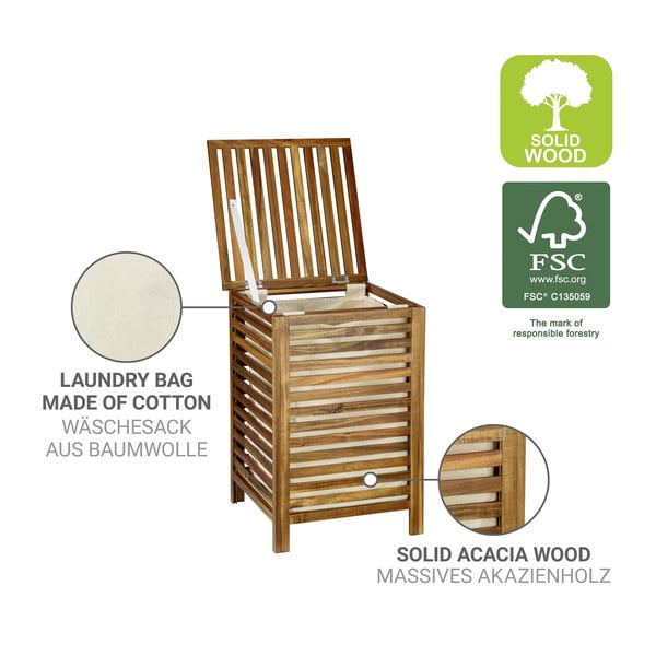 Tumša dabīga toņa koka veļas grozs 56 l Fondi – Wenko-image-2