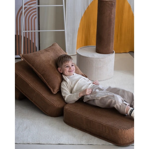 Brūns velveta bērnu dīvāna spilvens Block – Wigiwama-image-1