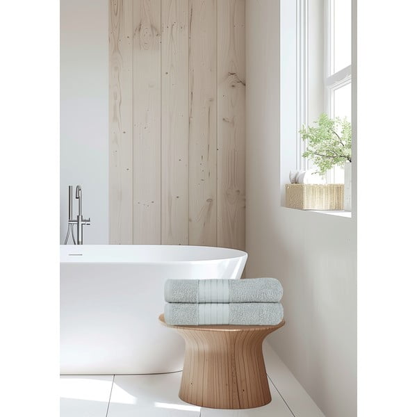 Gaiši pelēki frotē kokvilnas dvieļi (2 gab.) 70x140 cm – Good Morning-image-4