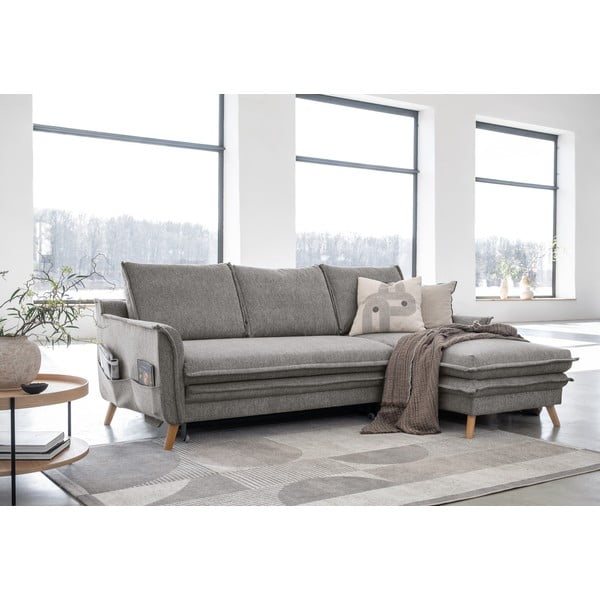 Pelēks salokāms stūra dīvāns (ar labo stūri) Charming Charlie – Miuform-image-3
