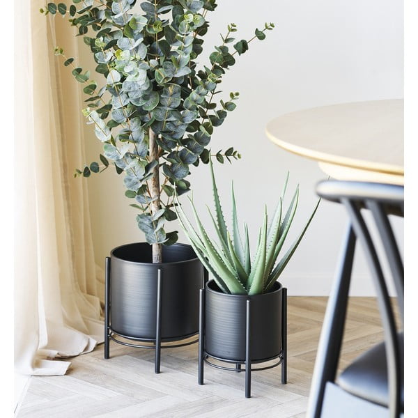 Metāla puķu poda apvalki (2 gab.) Svarta – House Nordic-image-1