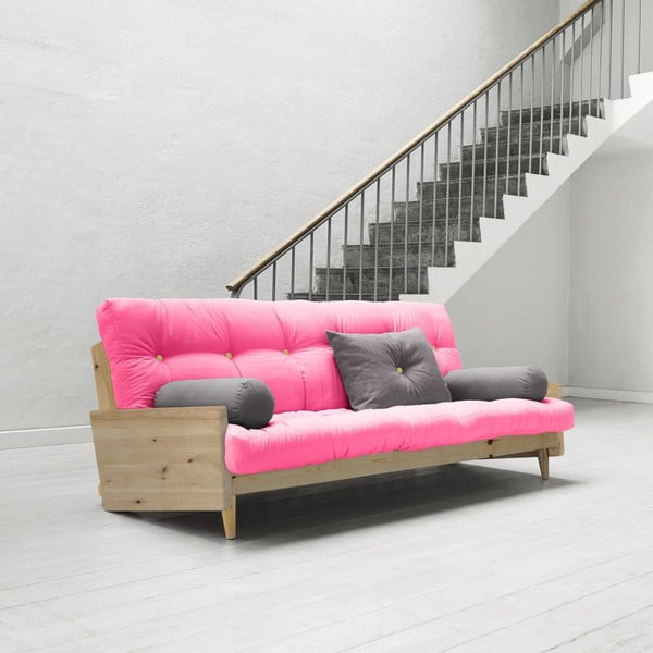Dīvāns gulta Karup India Clear Lacquered/Magenta/Amarillo