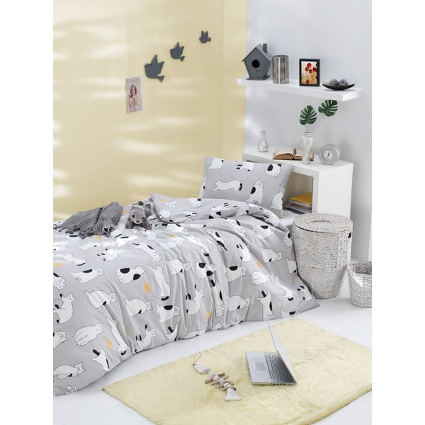Vienguļamā kokvilnas gultasveļa Mijolnir Liana Grey, 140 x 200 cm-image-1