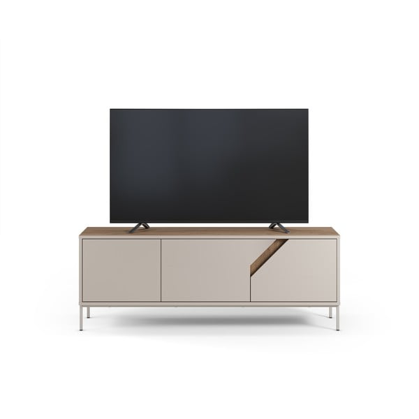 Krēmkrāsas/dabīga toņa kumode ar ozolkoka imitāciju 150x55x35 cm Lilou – Marckeric-image-3