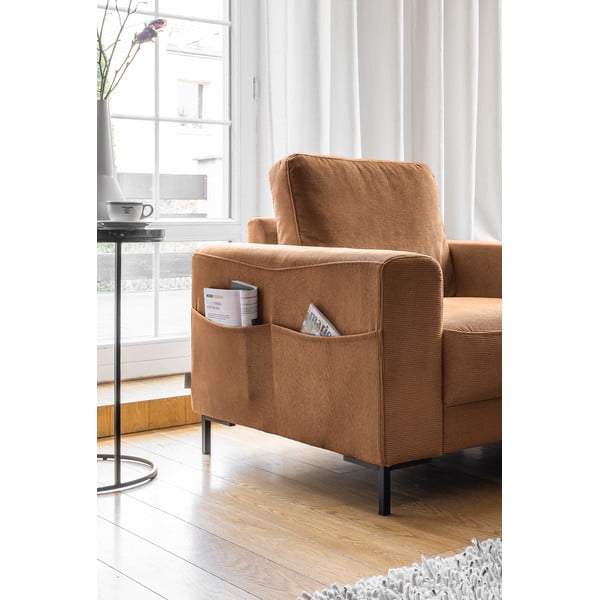 Oranžs/brūns velveta atpūtas krēsls Lofty Lilly – Miuform-image-3