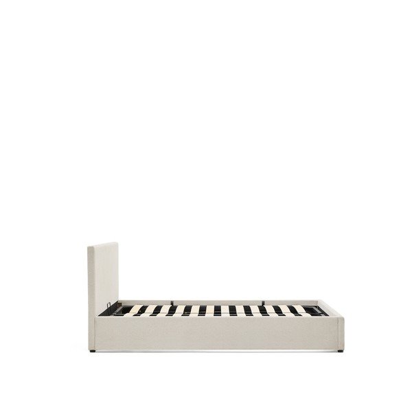 Bēša polsterēta divvietīga gulta ar veļas kasti ar redelēm 160x200 cm Nahiri – Kave Home-image-3