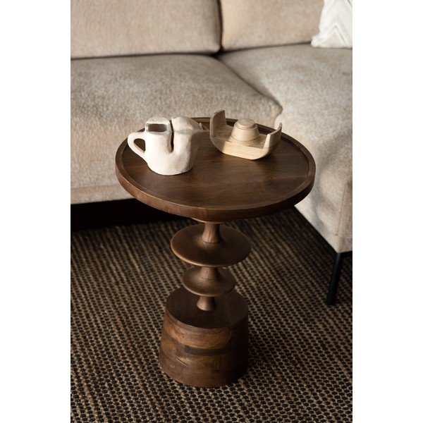 Mango masīvkoka apaļš sānu galdiņš ø 46 cm Cath – Dutchbone-image-1