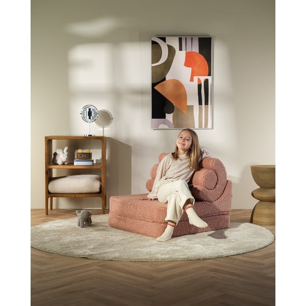 Rozā bērnu atpūtas krēsls no buklē auduma Flipster – Wigiwama-image-3