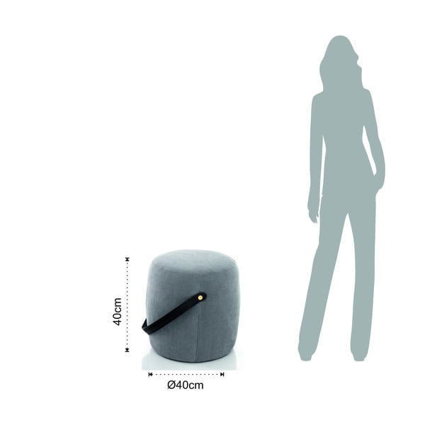 Pelēks polsterēts pufs Tomasucci Drum, ø 40 cm-image-2