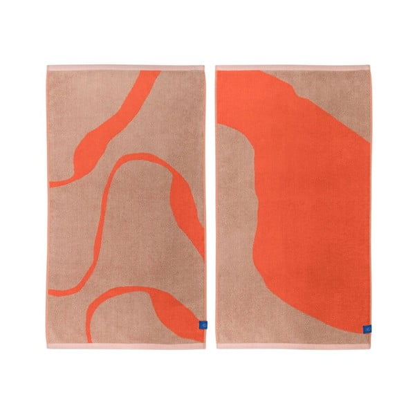 Oranži/gaiši brūni dvieļi no organiskās kokvilnas (2 gab.) 50x90 cm Nova Arte – Mette Ditmer Denmark