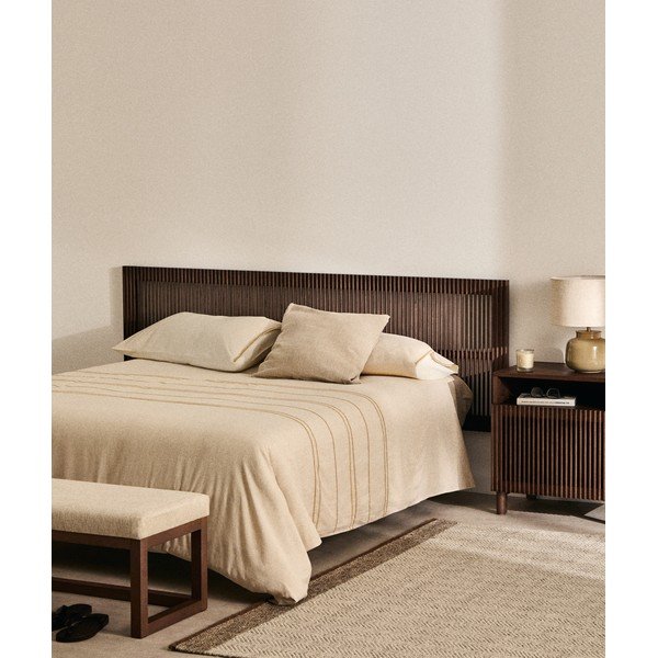 Tumša dabīga toņa oša masīvkoka gultas galvgalis 195x70 cm Beyla – Kave Home-image-1