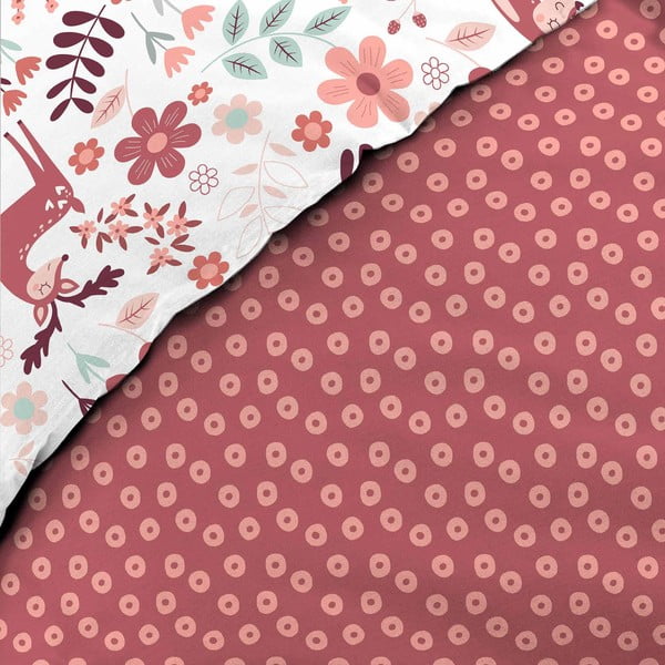 Balta/rozā vienguļamā kokvilnas bērnu gultas veļa 140x200 cm Bichette – douceur d'intérieur-image-3