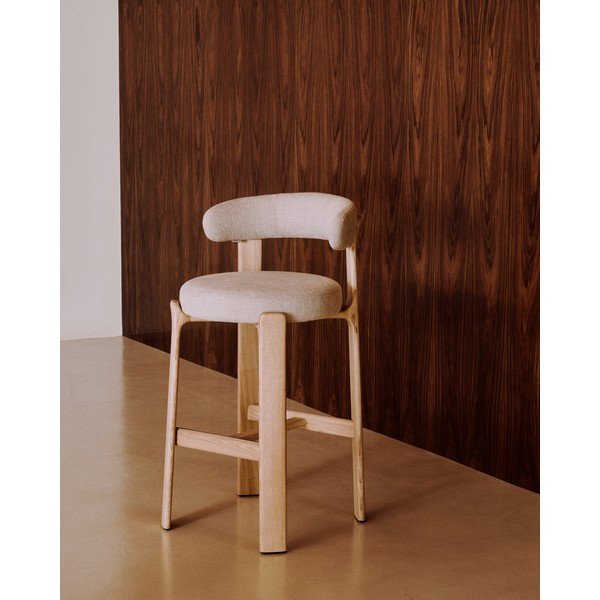 Bēšs/gaiša dabīga toņa oša masīvkoka bāra krēsls (sēdekļa augstums 75 cm) Granite – Kave Home-image-1