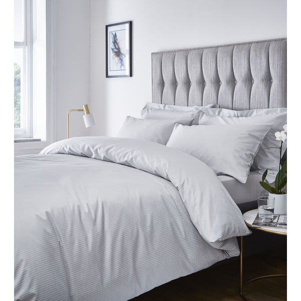 Pelēka gultas veļa divvietīgai gultai 200x200 cm Satin Stripe – Catherine Lansfield