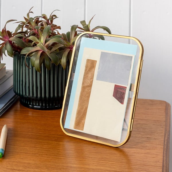 Zelta krāsas metāla stāvošs foto rāmis 14x18 cm – Rex London-image-1