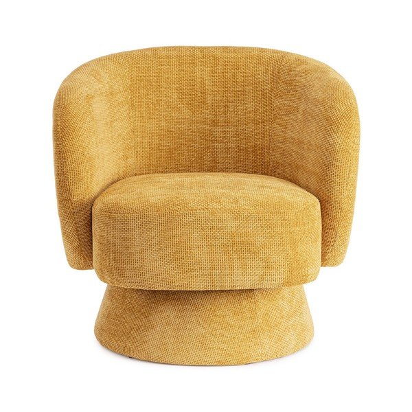 Sinepju dzeltens grozāms atpūtas krēsls no šenila auduma Julienne – Bizzotto-image-2