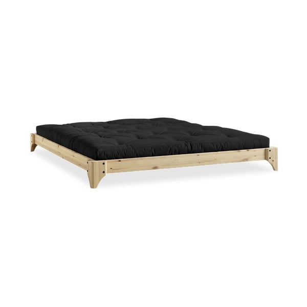 Divguļamā gulta no priedes koka ar matraci Karup Design Elan Comfort Mat Natural Clear Black, 140 x 200 cm