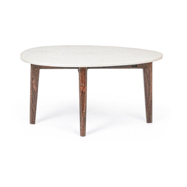 Balts/dabīga toņa žurnālgaldiņš ar marmora virsmu 50x70 cm Sylvester – Bizzotto-image-4