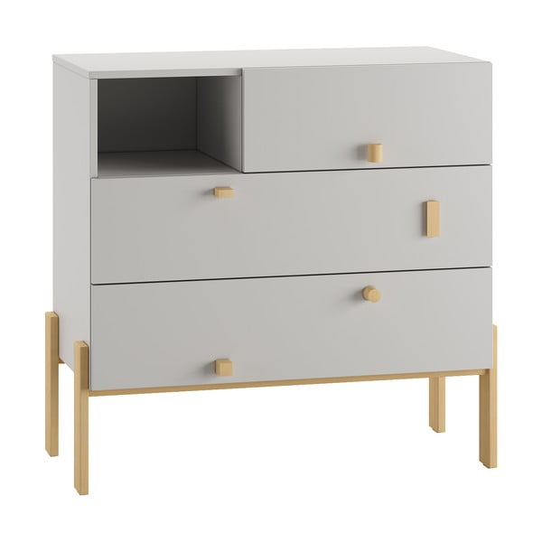 Gaiši pelēka zema bērnu kumode 105x100 cm Cube – Pinio-image-2