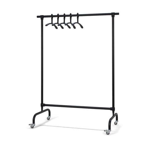 Melns metāla pārvietojams drēbju pakaramais statīvs Luuk – Spinder Design-image-2