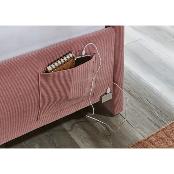 Rozā polsterēta stūra bērnu gulta bez režģa 120x200 cm Cool – Meise Möbel-image-4